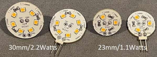 LED Bulb, G4 Base, 24VDC, Back/Side Pins, Dimmable
