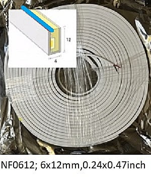 Neon-Flex 0612-24VDC,12watts/meter, Duo color, 10mt/33ft, Side Bend, Blue+White, 