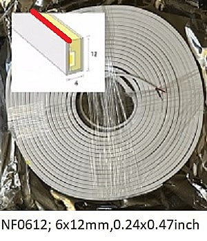 Neon-Flex 0612-24VDC,12watts/meter, Duo color, 10mt/33ft, Side Bend, Red+White