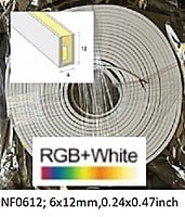 Neon-Flex 0612, RGBW-UL, 24VDC, 12 Watts/meter, 60LM/W, Dimmable, Cuts 50mm, Side Bend-5m, Flat Top