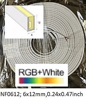 Neon-Flex 0612, RGBW-UL, 24VDC, 12 Watts/meter, 60LM/W, Dimmable, Cuts 50mm, Side Bend-5m, Flat Top