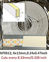 Neon-Flex 0612, UL-24VDC, 10 Watts/meter, 60LM/W, Dimmable, Cutts 8.3mm, Side Bend, Retail price per meter1mt/3.2ft-$32.00, (Kelvin; 2700.3000,4000,5000), Custom colors-Special order