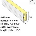 Neon-Flex 0815, 24VDC, 12 Watts/meter,  Dimmable, Cuts 8.3mm, Cuts/Side Bend/Flat-3000k, TP83, UL