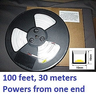Neon-Flex 1010, 24VDC, 6 watts/meter, 60LM/W, Dimmable, Cuts 50mm, Top Bend-30Mt/100Ft