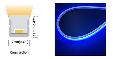 Neon-Flex 1212, 24VDC, 14 Watts/meter, , Dimmable, Cuts 72mm, Top Bend, RBW-SPEX, UL, 2-Wires Only